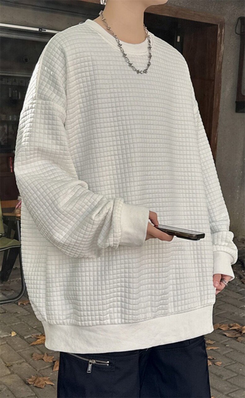 S210/P35春装新款圆领卫衣男大码宽松潮牌长袖T恤休闲套头外套,男装T恤,电商基地A050