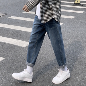 秋季牛仔裤男潮牌宽松潮流百搭直筒韩版休闲阔腿裤长裤子7190-P45图片