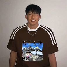 夏季美式高街重磅纯棉三条杠织带撞色男女短袖T恤ZD526-特P30，男装T恤，电商A486