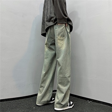 k1029-p40-控59M-5XL港风黄泥破洞高阶黑暗破洞宽松大码牛仔裤，男装牛仔裤，星座116