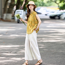 新中式国风套装女2025夏季新款气质名媛高端御姐无袖阔腿裤两件套，女装套装/套裙，姿衣坊