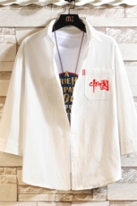 QC58276-P45亚七分袖衬衫男大码五分袖衬衣男短袖砖墙，男装衬衫，电商A040A