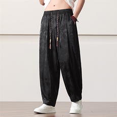 帅气时尚冰丝透气休闲裤男2025春夏风阔腿直筒裤2411-P55，男装休闲裤，电商A008