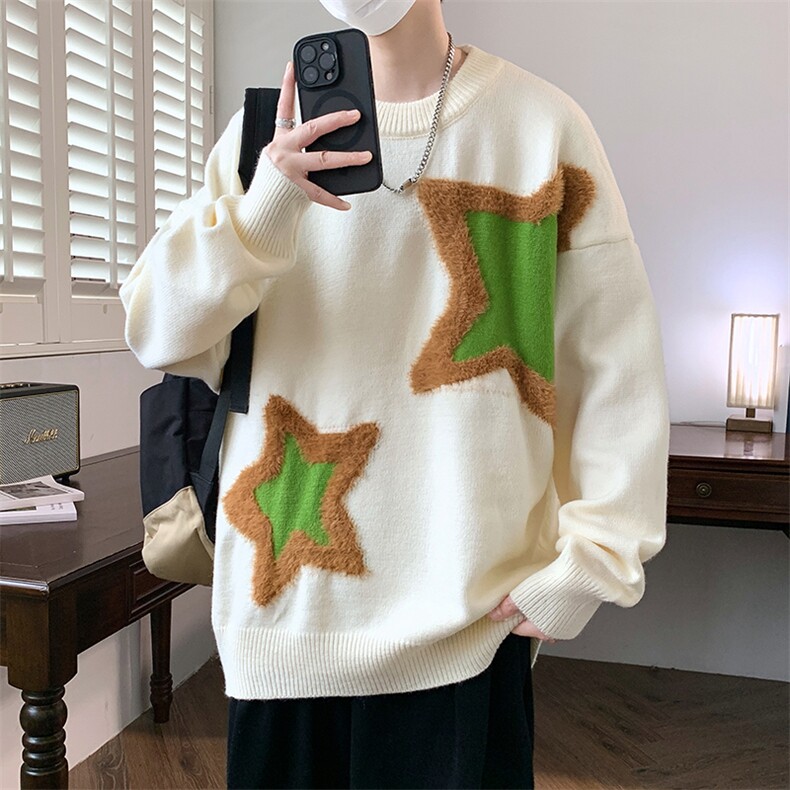 MY7122常规TP50加绒TP60加绒加厚针织衫男慵懒风套头毛衣外套，男装针织衫/毛衣，电商A320