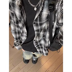 小众格子学院风衬衫开衫外搭冷淡系衬衣男长袖春秋外套CX04，男装衬衫，星座1116A（原606A-3）