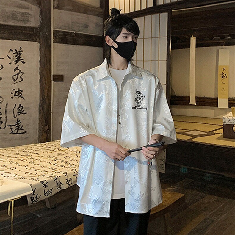 2025 夏季新款 港风新中式大码龙纹提花衬衫M-5X HC24223-特P35图片