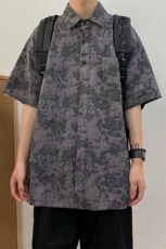 ins沙滩衬衣上衣花衬衫五分袖夏季街头男衬衣宽松现货T239-P30，男装衬衫，星座512-4