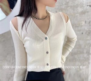 秋冬上新 漏肩针织开衫,其它,东町