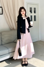 新款黑色小香风外套2609-外套P165-K268连衣裙P145-K218，女装短外套，2C007
