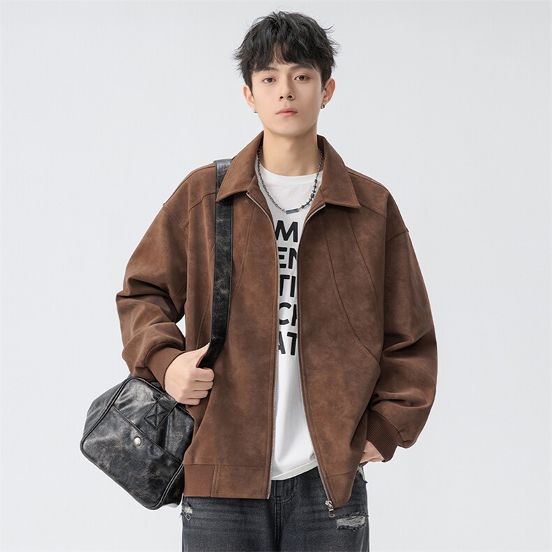 新款休闲皮夹克图片