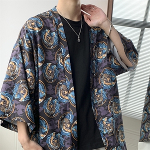 夏装大码风港风外套半袖开衫薄款道袍披风汉服中性风 F12/P40图片
