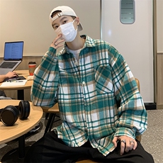 A720-P40秋季新款长袖格子衬衫男士潮流宽松休闲衬衣外套，男装衬衫，星座512-6