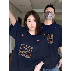 B0516-p35设计感刺绣精梳紧密短袖t恤情侣款，男装T恤，星座617A-1（原B318A）
