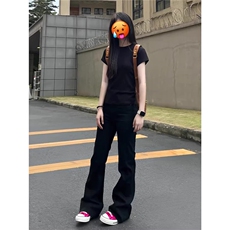 现货情侣款黑色微喇提档版型显瘦牛仔裤男款春季cleanfit裤子潮，男装牛仔裤，星座302B
