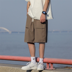 休闲西装短裤男夏季宽松男士五分裤冰丝直筒中裤沙滩裤 D512/P40图片