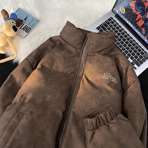 F73-P95 冬季美式复古潮牌宽松加厚棉服男麂皮绒立领棉衣外套男图片