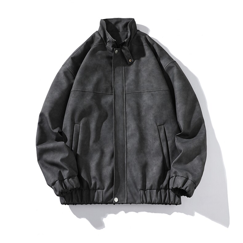 秋季宽松夹克男港风复古怀旧美式骑行机车服PU皮衣外套 JK667-P95图片