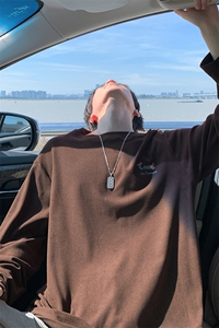 双面德绒痞帅高街腊肠狗刺绣大码圆领长袖T恤男T24500-特P20控38图片