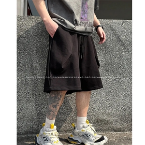 网图350克重磅暗褶圆弧剪裁宽松挺阔五分裤夏季男士休闲短裤特P33图片