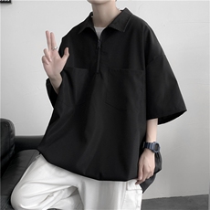 2025夏装工装衬衫男士短袖衬衣宽松休闲衬衫C203P35蓝，男装T恤，电商C323