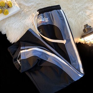 抖音品质 秋装撞色休闲裤印花卫裤长裤D329-QM505-P55-控68图片