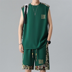 夏季套装男刺绣小熊背心休闲运动套装短裤两件套A266-TZ2208-P46，男装牛仔裤，电商A266
