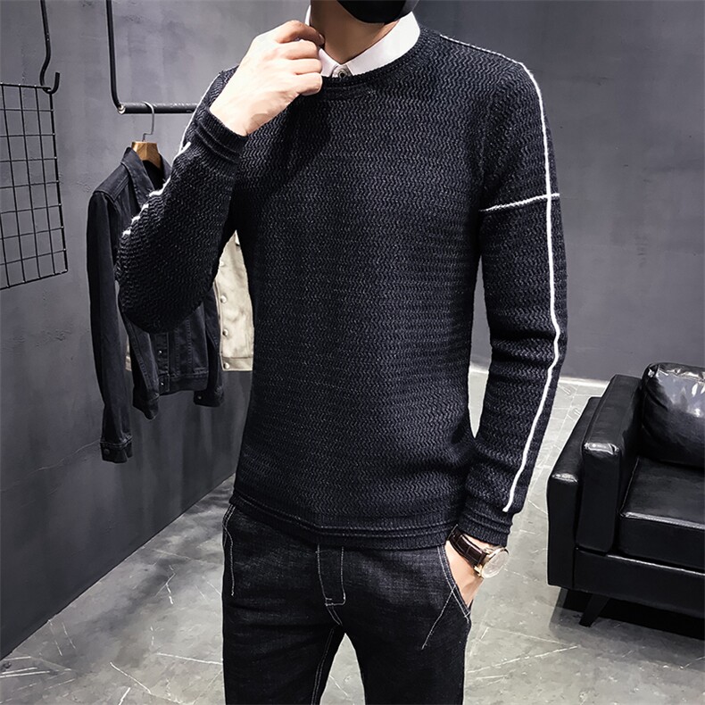 秋冬新款新料高品质明线毛衣修身男M1003-P65,男装针织衫/毛衣,电商C301