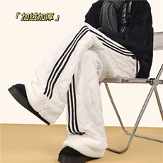 抖音品质美式条纹葫芦格设计加绒外穿棉裤B315-K25905JR-p65控89，男装棉裤，电商B315