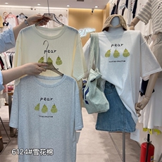 2025年夏季不连帽短袖圆领大版雪花棉T，女装T恤，洛丽兰可