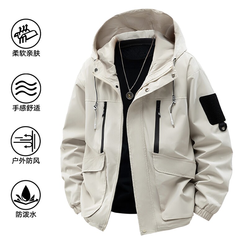 春季现货中性风大码户外夹克男连帽冲锋衣外套DSA157B-J152-P60,男装夹克,电商A157B