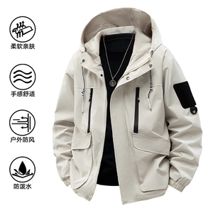 春季现货中性风大码户外夹克男连帽冲锋衣外套DSA157B-J152-P60图片