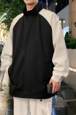 港风秋季新款宽松夹克男撞色立领上衣外套MYJ24-7864-P58，男装夹克，星座717