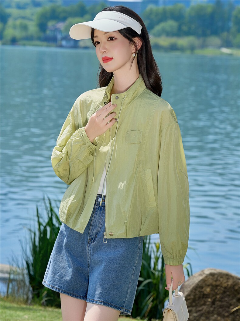 薄款防晒衣女2026新款夏季休闲宽松立领小个子轻薄透气上衣,女装防晒衣,梦懿尔