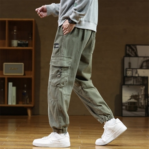 全棉水洗 M-8XL 秋季新款大码束脚潮流工装休闲卫裤 109-K501-P60图片