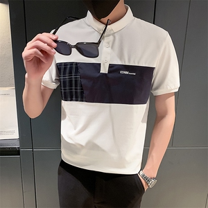 白色2023社会小伙修身绣花短袖polo衫男士短袖T恤PL801-P58控价78图片