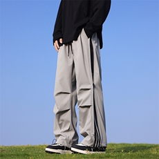 港风秋季新款宽松大码防水垂感两条杠休闲裤男MYK24-9852-P45，男装休闲裤，星座717