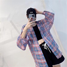 （现货）夏季新款格子压皱防晒衣，其它，格瑞琪