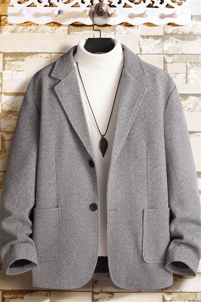 N6169/P95加棉P105冬季新开叉呢料毛呢西服男宽松外套上衣呢大衣,男装西服,电商A141