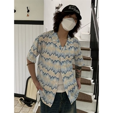 美式潮牌度假穿搭海岛衬衫短袖花衬衣宽松日系休闲上衣男CJ52，男装T恤，星座1116A（原606A-3）