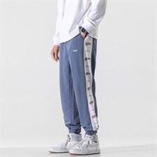 日系2024秋冬新款撞色串标束脚运动休闲潮牌裤子2120-45控69,男装休闲裤,星座914-3