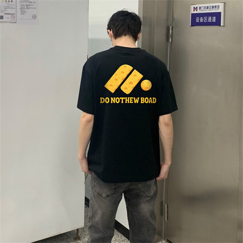 抖音得物 210克现货宽松纯棉美式潮牌印花落肩袖纯棉T恤AT21101图片