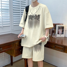 2024夏上新潮金属装饰半袖运动短裤T恤套装男女6647-P75控价108，男装T恤，电商A441-1