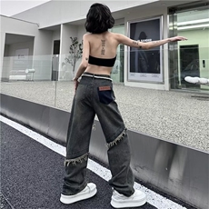 牛仔裤!男女中性宽松直筒拖地裤N076-P45，男装牛仔裤，星座308B-2