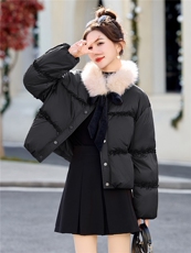 2025冬装新款简约时尚保暖真狐狸毛羽绒服，女装羽绒服，歌伊格美