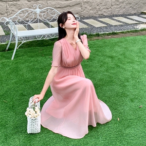 现货主推2024天丝棉连衣裙女高级感仙气精致收腰显瘦连衣裙图片