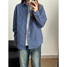 【档口现货】CS552HH-特P30蓝色格子长袖衬衫男内搭叠穿衬衣外套，男装衬衫，星座1007（原301D）