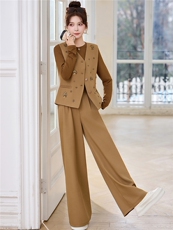 2026春装新款简约时尚休闲钉珠三件套套装，女装套装/套裙，罗腾