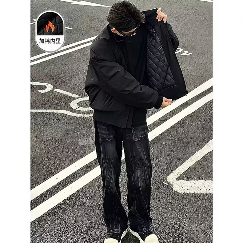 2025冬季加厚飞行员夹克棉衣男高级感美式棉服短款立领棒球服图片