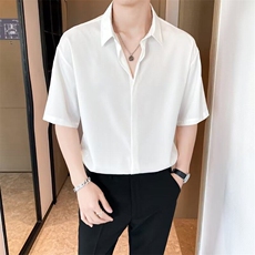 GS5009P45黑色衬衫男短袖垂感短袖夏季薄款宽松休闲韩版白衬衣男，男装T恤，星座1108-5