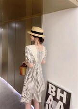 波点闺蜜款一长一短连衣裙，女装连衣裙，亿炫(5F)